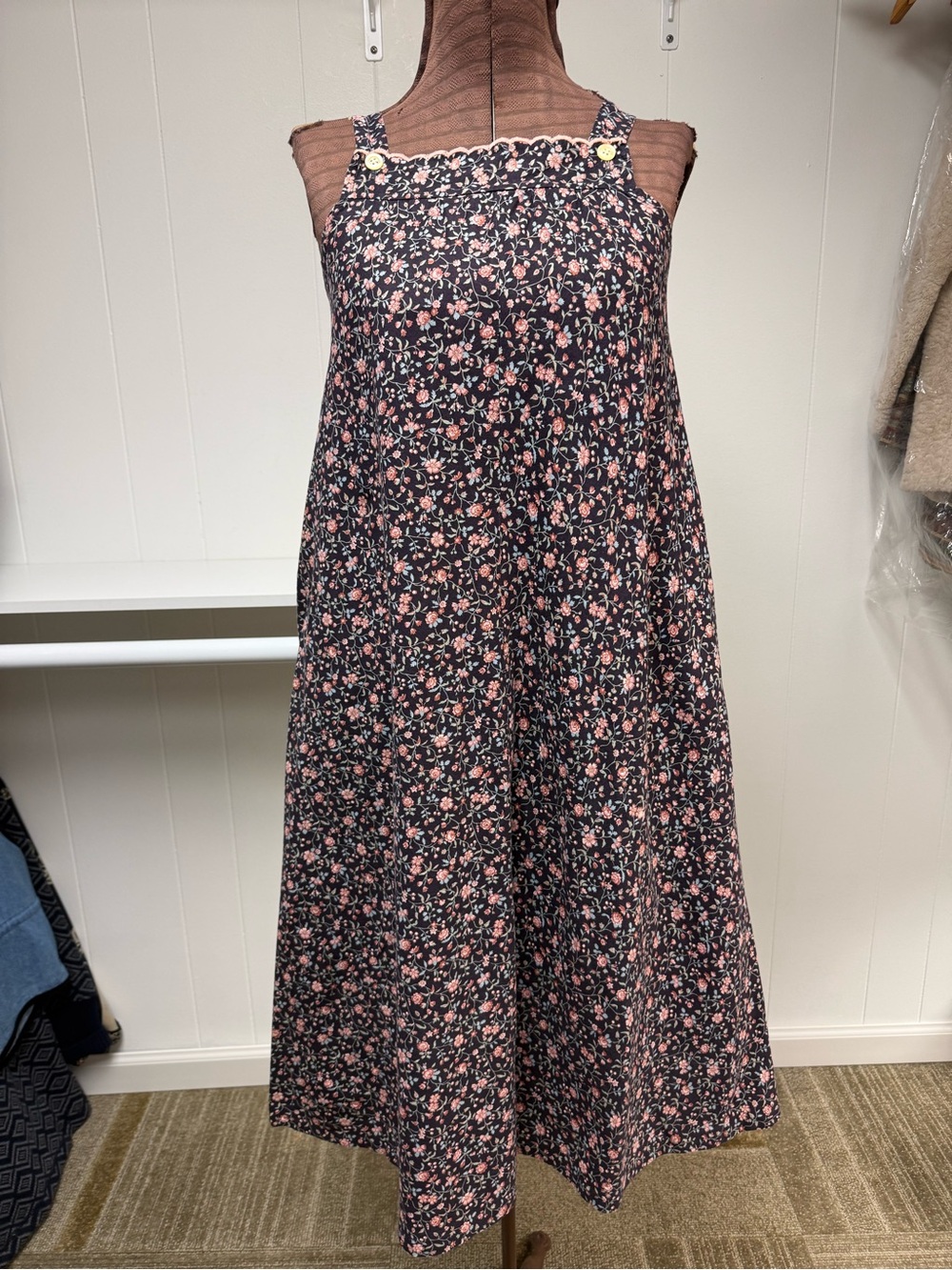 Vintage GAP Cotton Floral Print Jumper Dress (70's or 80's)
